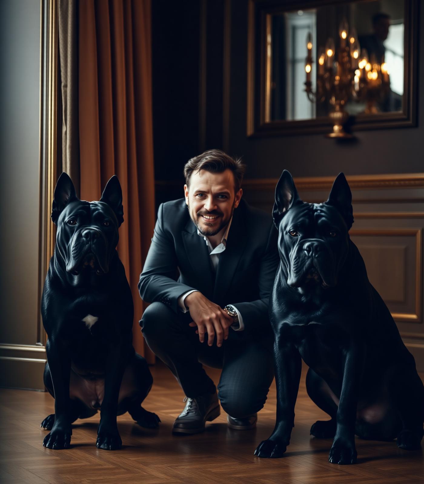Arjun, founder of Nox Leone Kennel, with his Cane Corso dogs